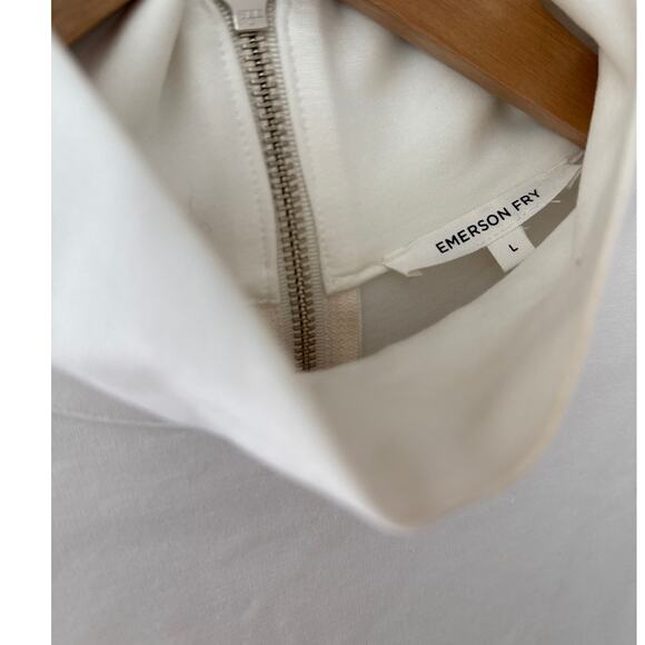 Emerson Fry Edie Turtleneck Ponte Stretch Mini Dress in Ivory Size Large - Picture 9 of 13